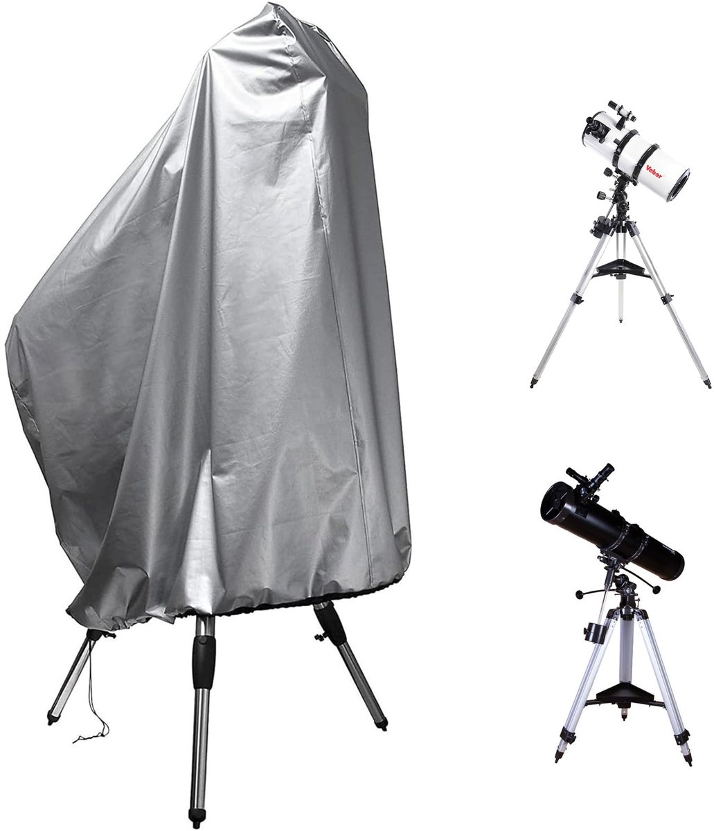 Famanu Waterdichte telescopische afdekking, telescopische afdekking met verstelbaar touw, stofbescherming, uv-bescherming, 420D Oxford telescoop (160 x 120 cm, zilver)