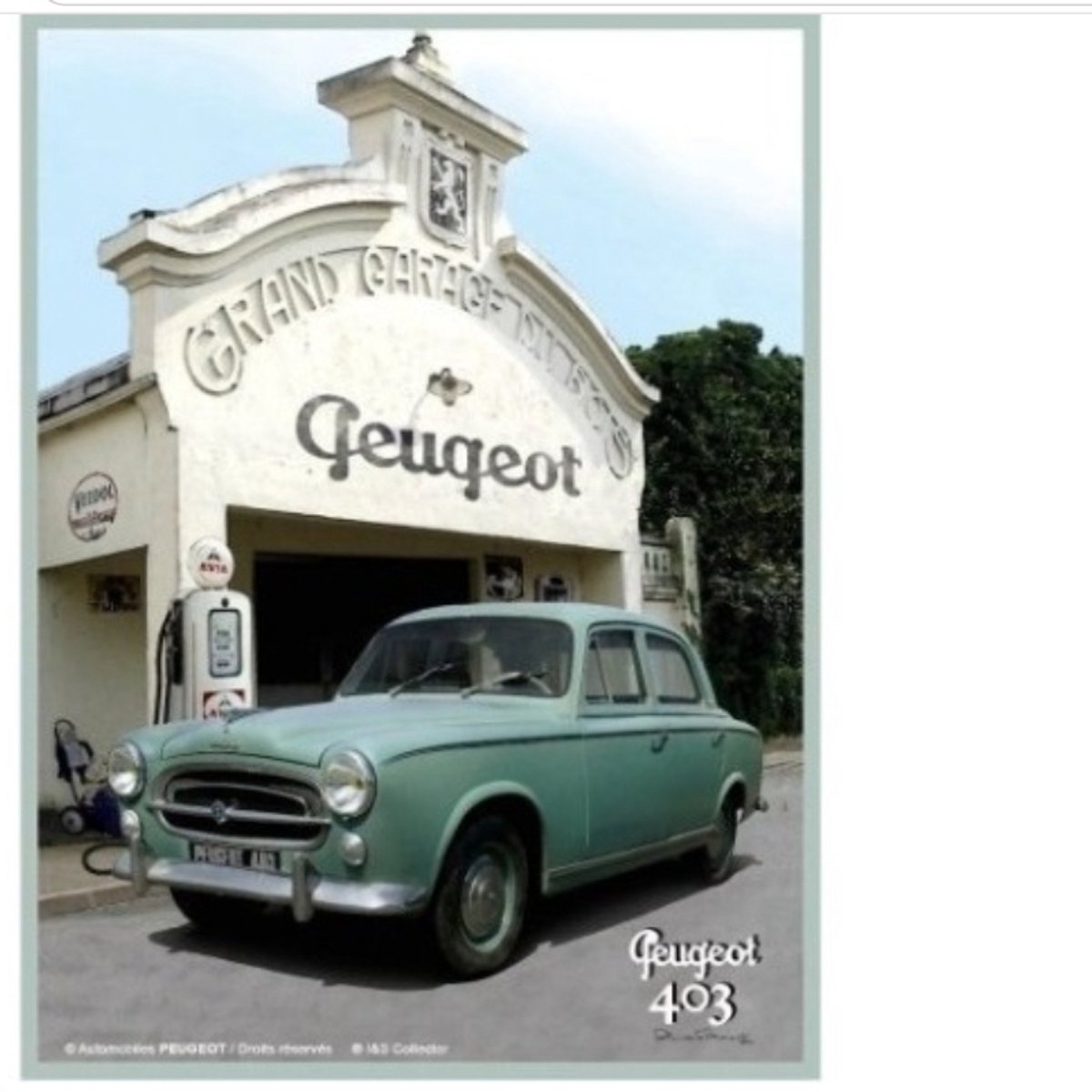Postcard Metal Peugeot 403 Garage 10 x 14 cm 16103CP