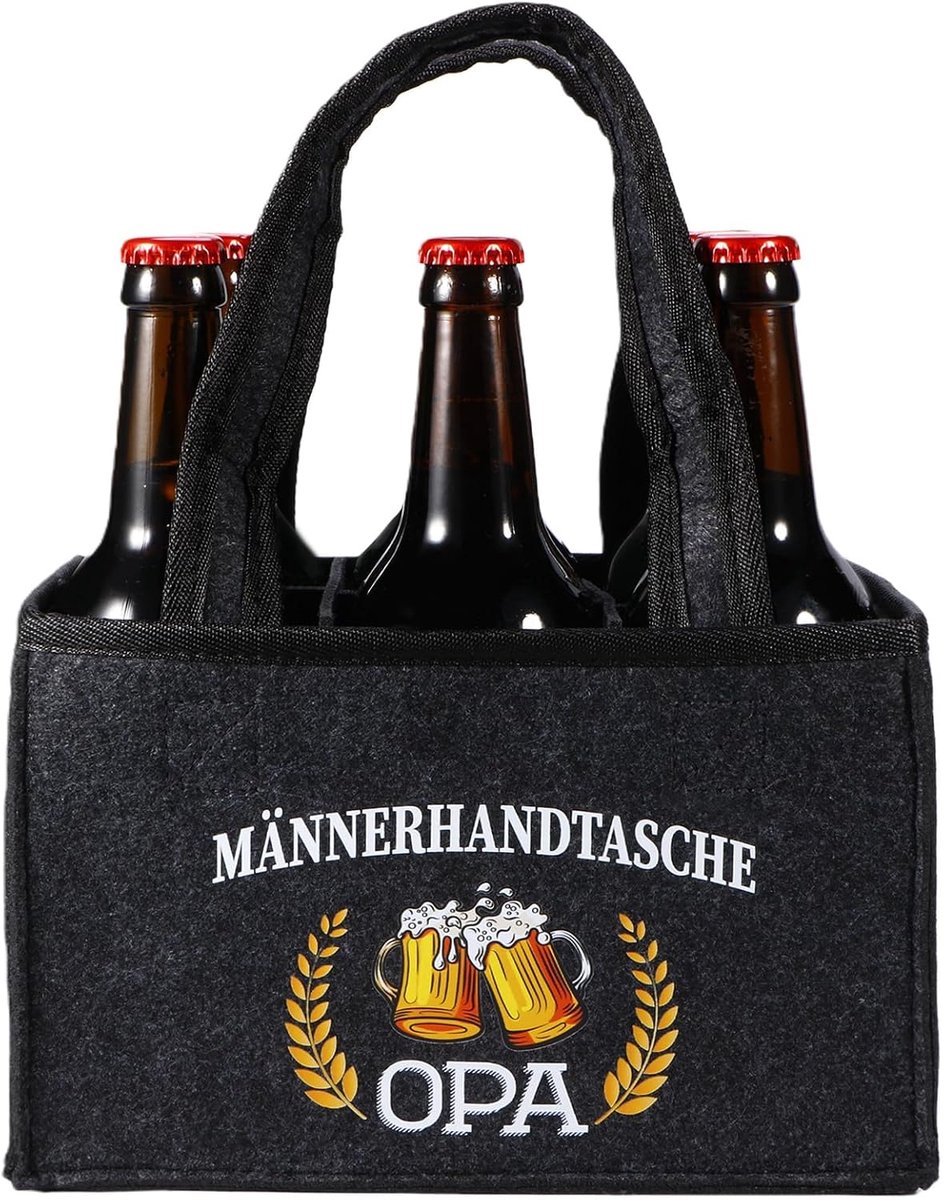 Biergeschenken voor mannen verjaardag, draagtas mannen handtas bier, grappige gepersonaliseerde geschenken mannen, grijs, Opa Geburtstag, Cadeaus