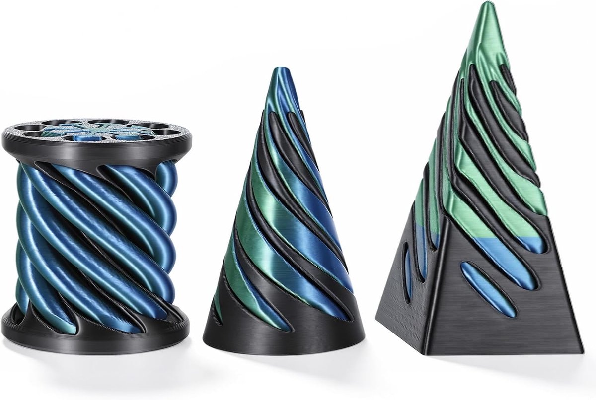 3 Pack Onmogelijke Kegel, 3D Gedrukt Spiraal Kegel Fidget Speelgoed Piramide Passthrough Sculptuur Mini Cilinder Desktop Decoraties Cadeau voor Angst Ontspannen Volwassen