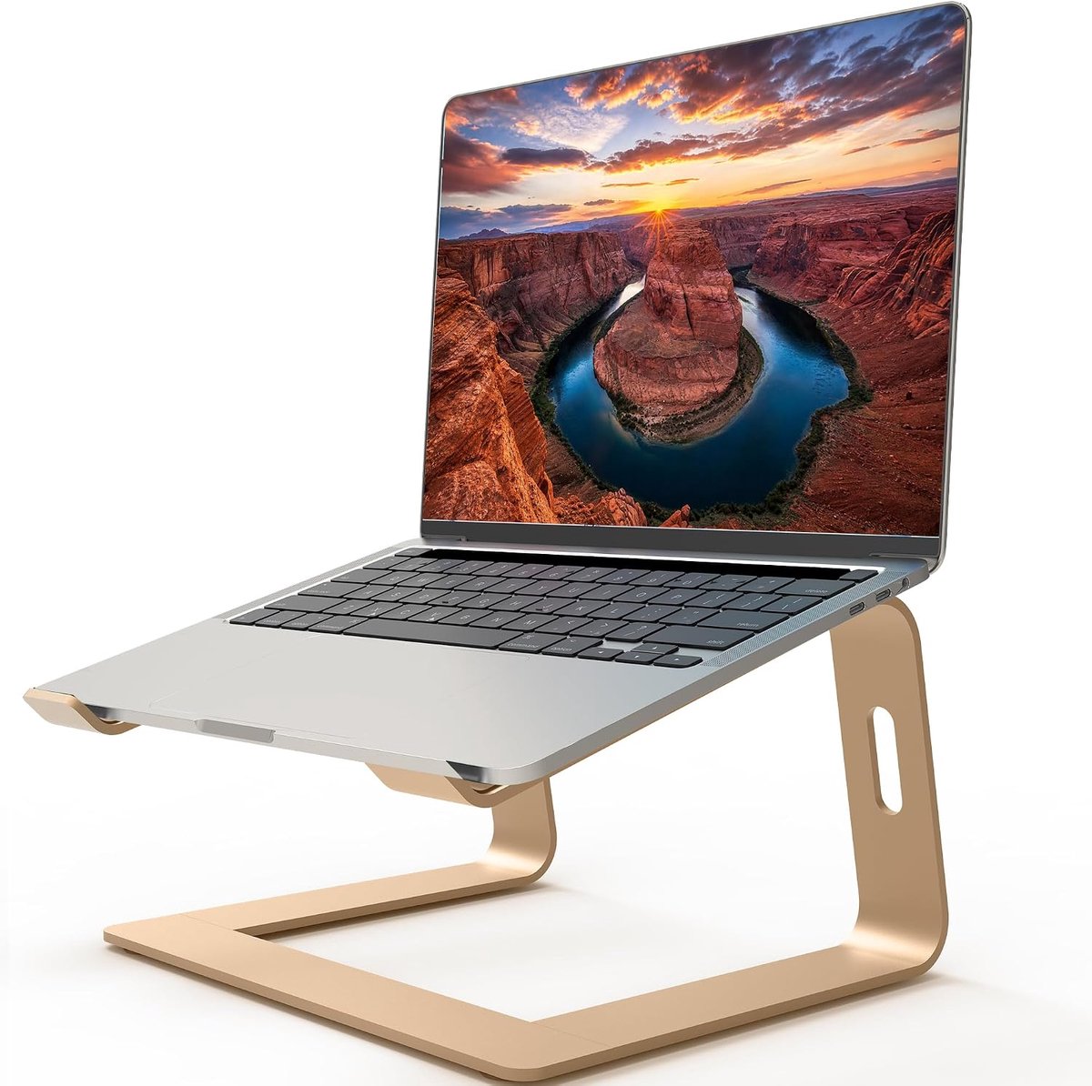Laptopstandaard voor bureau, aluminium laptopverhoger, draagbare computerstandaard voor Apple Mac MacBook Air Pro 10-15,6 inch notebook computer, afneembare ergonomische lifthouder Macbook
