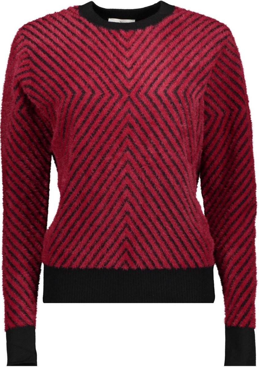 NED Trui Erith Ls Rmj Furry Print Knit 26w1 U386 05 554 Rhubarb Red Dames Maat - L