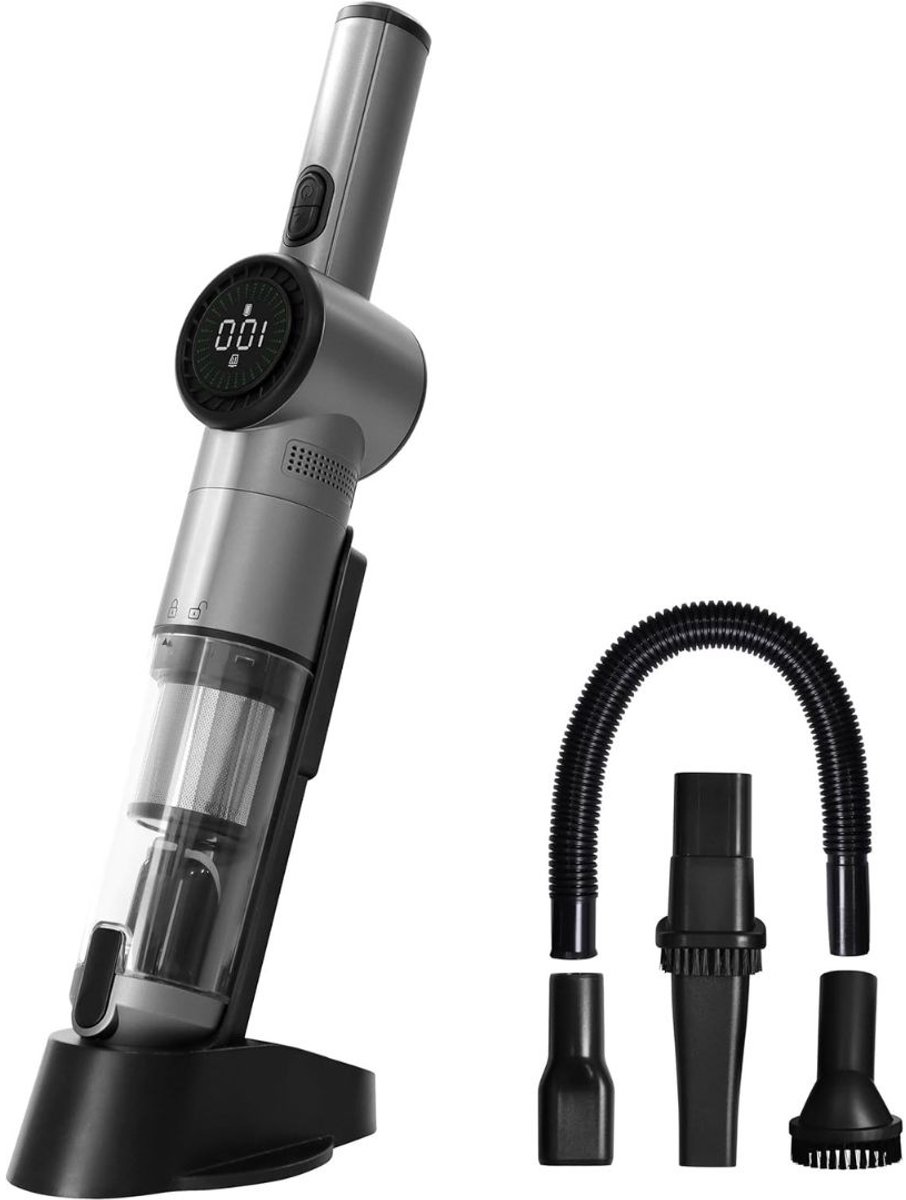 Zolvano® Kruimeldief Draadloos - Auto Stofzuiger - Handstofzuiger - Metallic grijs