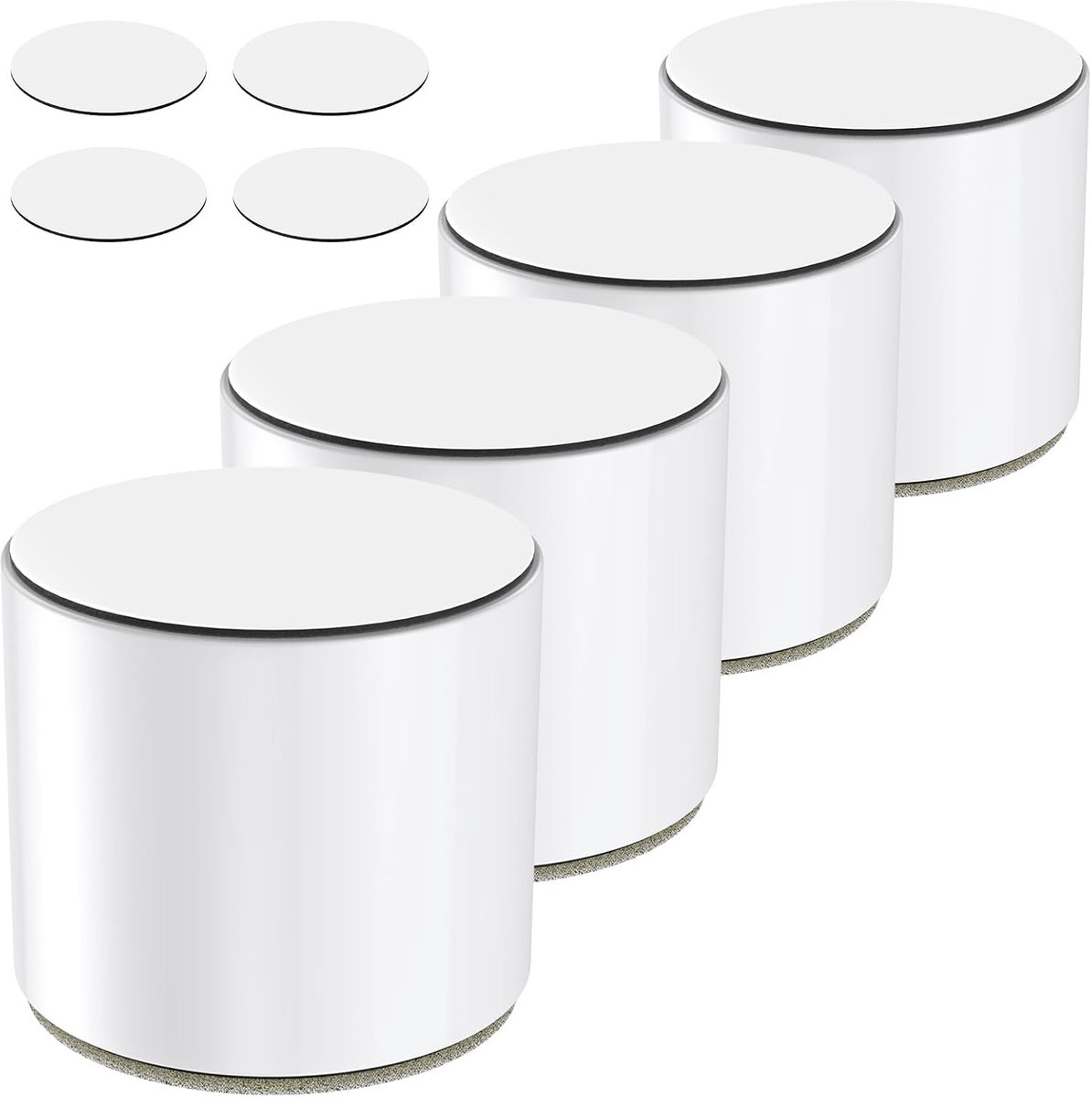 4 stuks meubelverhoging van koolstofstaal 5 cm Ø 6 cm rond wit