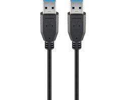 Goobay USB 3.0-datakabel met USB-A, 3 m zwart, tot 5 Gbit/s en 15 W, met USB-A-stekkers aan beide kabeluiteinden en PVC-mantel