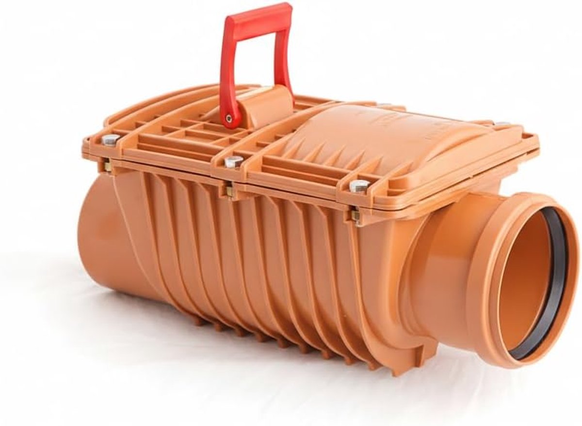 Terugslagklep Ø DN110 met afsluitbare klep, terugslagklep Ø DN 110 met dubbele terugslagklep, dubbele terugslagklep, rattenbescherming voor HT - KG buizen (DN 110 - twee kleppen)