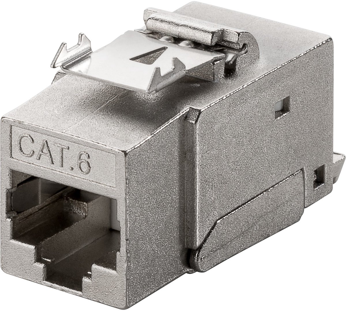 Image of Goobay Keystone modul RJ45 CAT 6, STP, 250 MHz, 17,0 mm breed, krokodil-type, montage zonder gereedschap op IDC, trekontlasting met kabelbinder
