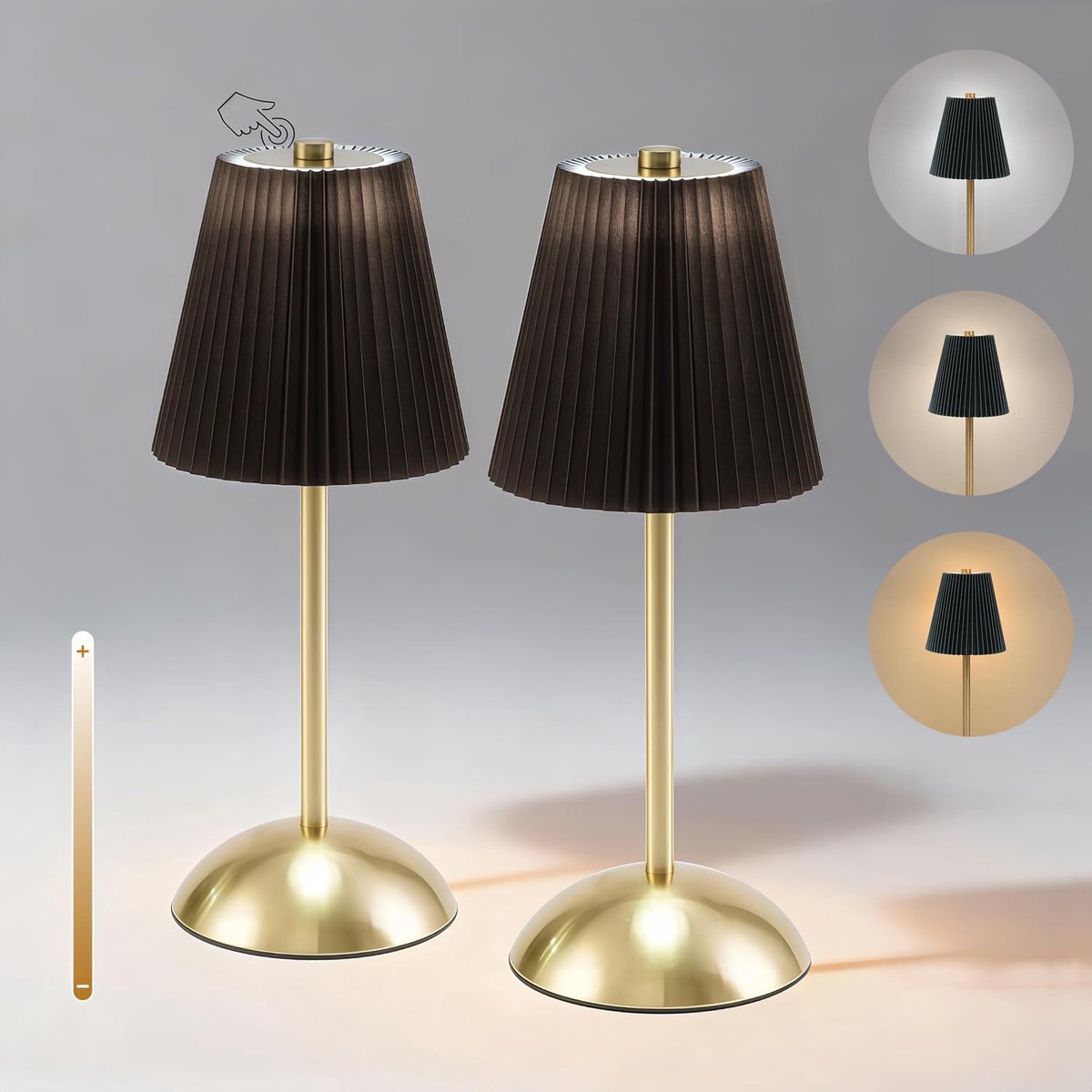 2 LED-Tafellamp - Draadloze Nachtlamp - Touch Tafellamp - Dimbaar 3 Kleurtemperaturen - Bureaulamp Voor Slaapkamer Woonkamer