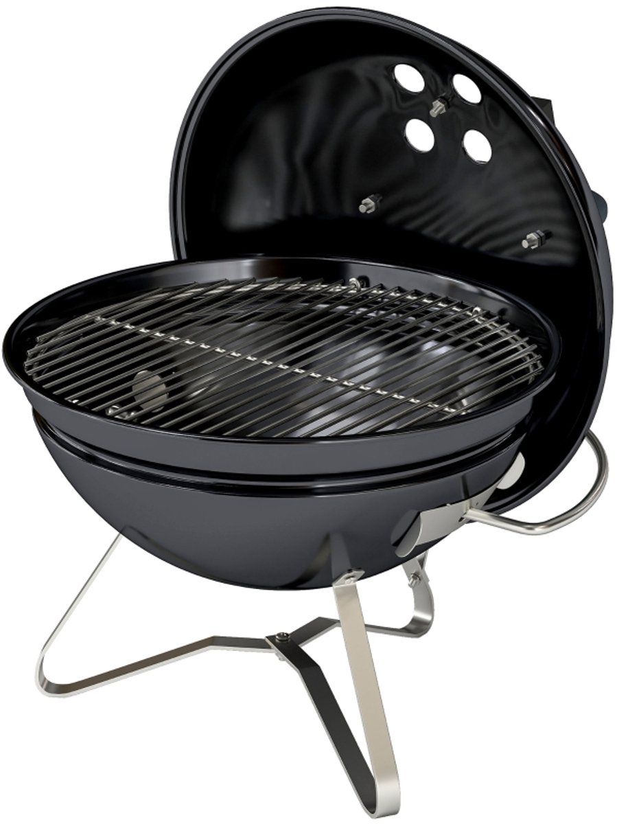 Kogelbarbecue 41x41x44cm Zwart Metaal Buiten barbecue Houtskoolbarbecue Draagbare barbecue Vuurkorf Stevig en duurzaam Praktisch en mooi Eenvoudig schoon te maken Geschikt voor buiten, tuin en kamperen
