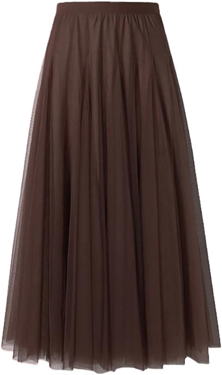 maxi-tule rok voor dames, A-lijn, midi-rok, onderrok, gelaagde rok, plooirok, dames, tule rok met hoge taille, podiumjurk, mesh, tutu, rok voor bruiloft en feest