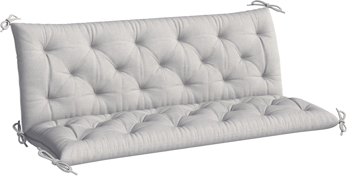 Tuinbank kussen - kussens voor tuinmeubelen 150 x 98 x 8 cm lichtgrijs - zitkussen en rugkussen