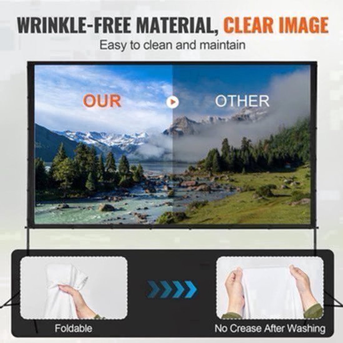 Beamer Scherm - Projector Screen - Projector Scherm - Projector Doek - 150in - 16:9 - Projector Scherm voor Beamer - Home Cinema Thuisbioscoop - Draagbare Beamer - Tripods