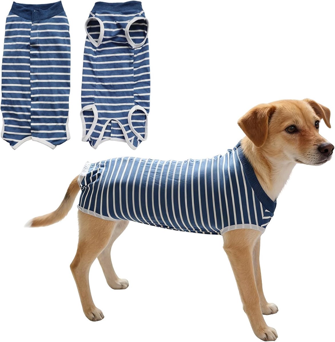 body voor honden en katten, van zacht katoen, gestreepte pyjama voor kleine honden, sterilisatie- en wondbescherming, maat S, 1 stuk