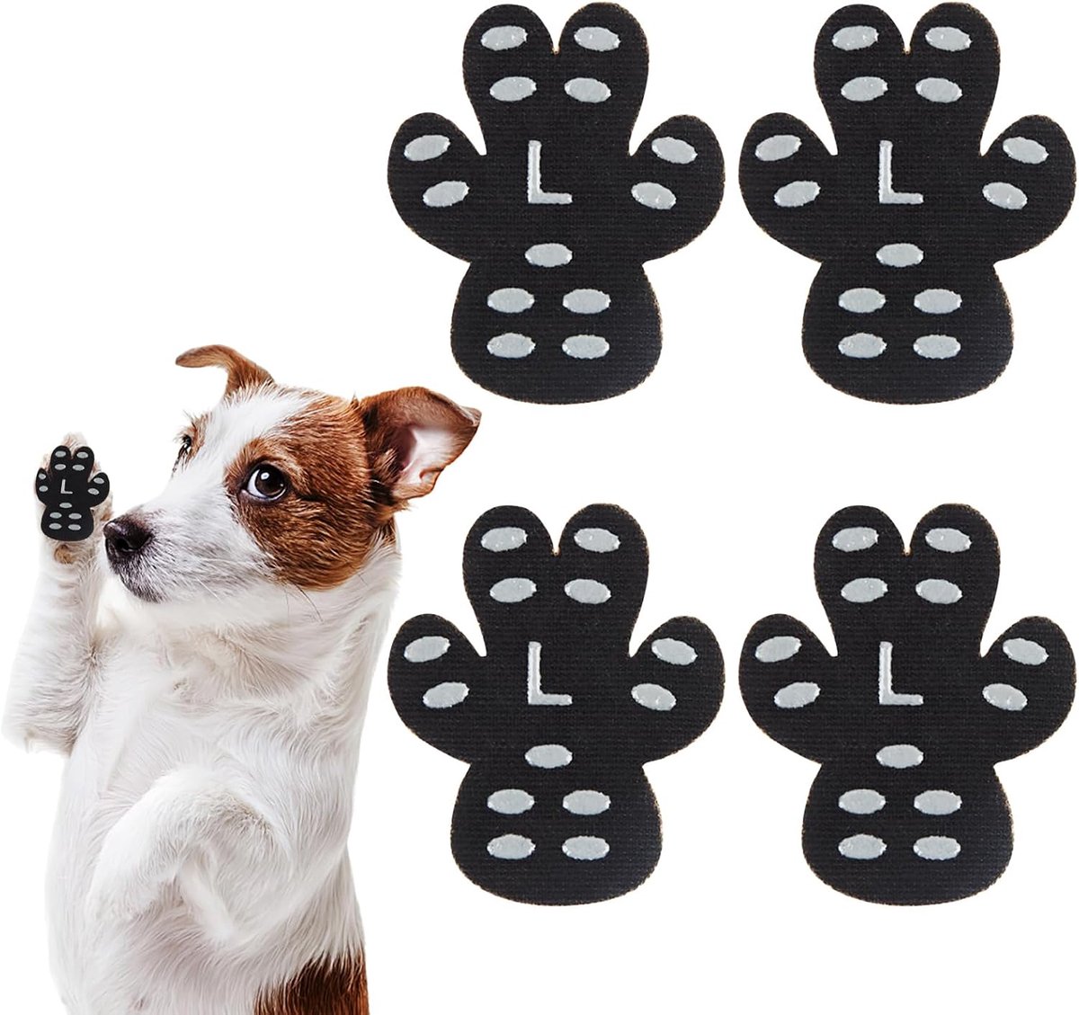 Pootbescherming voor honden, zelfklevend, pootkussen, hond, 24 stuks, antislip, hondensokken, antislip tractie, pootverzorging en multifunctionele functionaliteit (L)