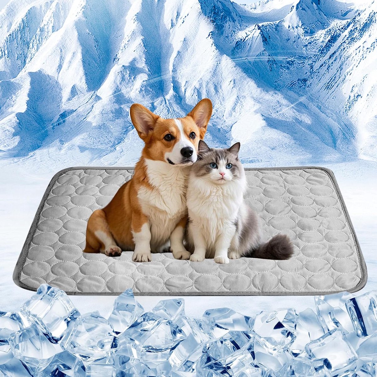 Koelmat voor huisdieren, koelmat, 100 x 75 cm, koeldeken voor honden, katten, koude deken voor honden en katten in de zomer