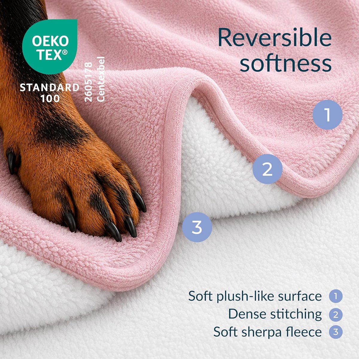 Waterdichte Hondendeken 127x152 cm Lichtroze - Waterdichte Sherpa Fleece Deken voor Hondenbank en -mand - Wasbaar