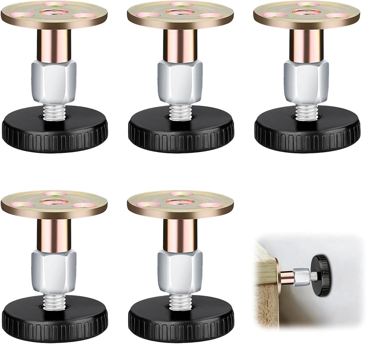 afstandhouder, bedframe stopper, bedstabilisator, anti-shake, afstandhouder, verstelbaar 47-64 mm, geschikt voor wanddelen van bed, kast en bank (zwart)