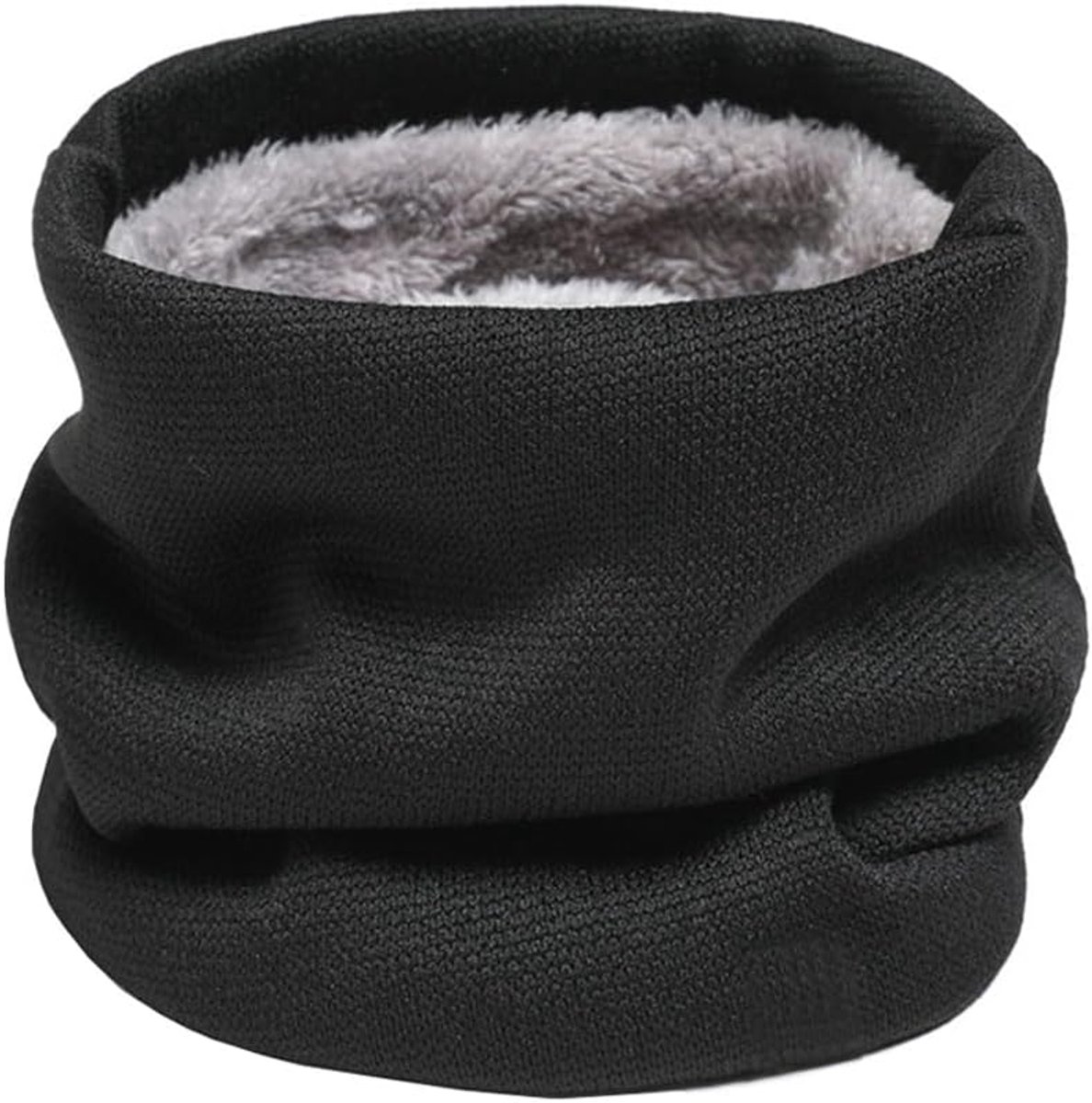 Winterhalsdoek voor heren, ski, halswarmer, halsdoek, gezichtssjaal voor dames en heren, fleece sjaal, buisvormige doek voor heren, slobbermasker, winddichte ronde sjaal, zwart, M