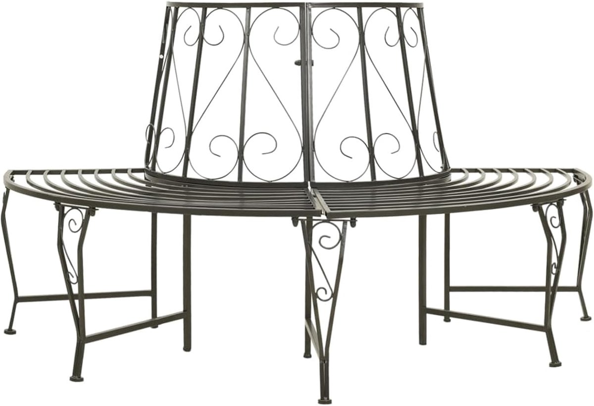 Halfronde bank voor boom, 160 cm, van staal, tuinbank, tuinbank, boombank, tuinbank