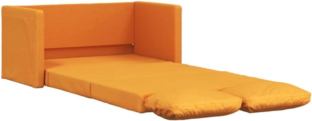 Vloerbank met slaapfunctie, stoffen woonkamerbank, slaapkamer, kantoor, woonkamer, slaapkamer, kantoor, lounge, 112 x 174 x 55 cm, donkergeel