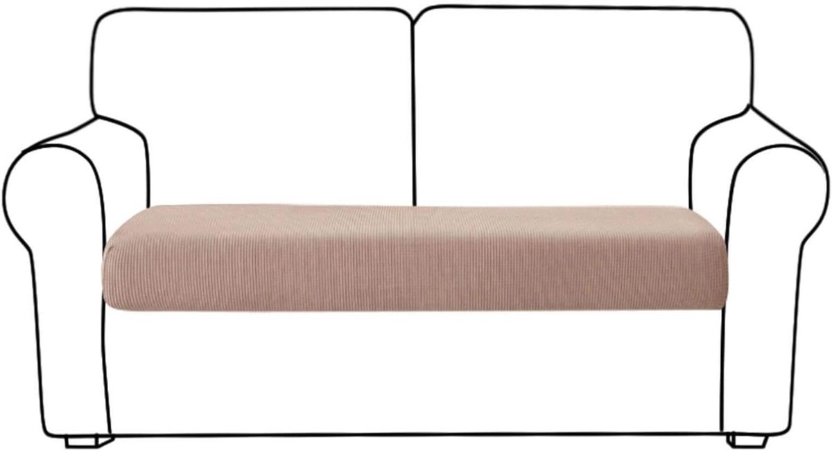 Bank kussenhoes voor 2 kussens bank,bankkussen meubelbeschermer 1 stuk polyester spandex zitkussenhoes met elastische onderkant hoes voor stoel-kameel-2-zits