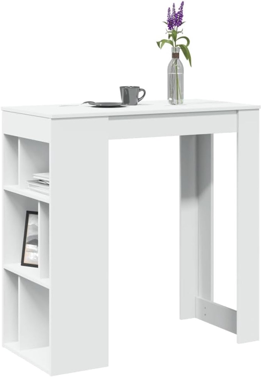 Hout met 6 opbergvakken Bartafel wit