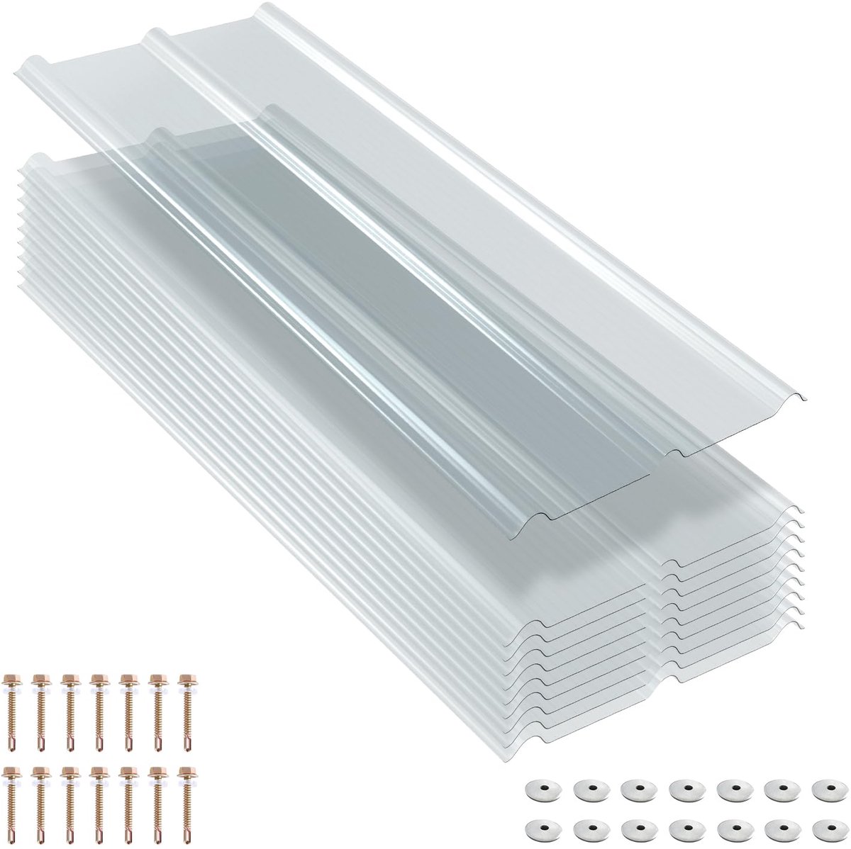 Golfplaten transparant, FRP-trapeziumplaat 1 mm, 0,5 × 1,2 m, set