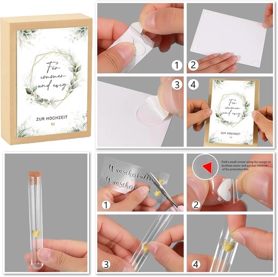 bruiloft verpakkingen, huwelijkscadeaus voor bruidspaar Geschenkdoos Kraftpapier-geschenkdoos met gedroogde bloemen wensglas, DIY Eenvoudig creatief huwelijkscadeau — afbeelding 2