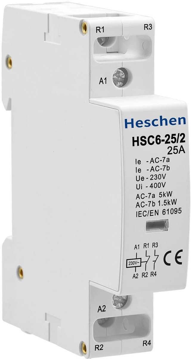Modulaire AC-beveiliging 25A - 2-polig - 2NC - 220 V AC spoelen - Voor universele schakeling