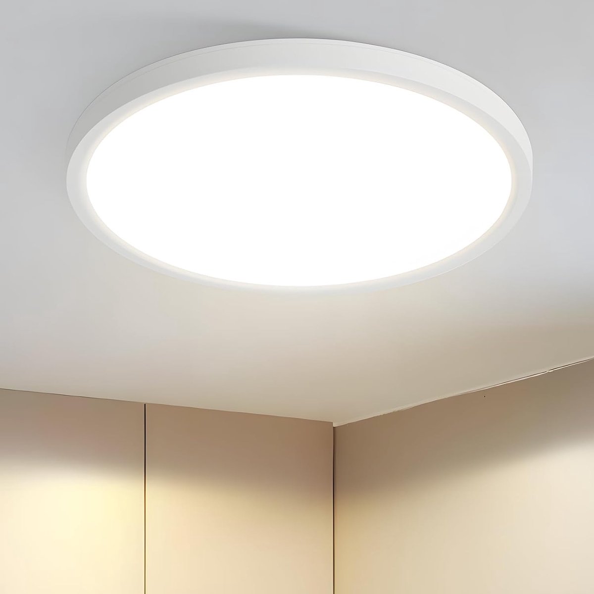 Platte LED-plafondlamp - 15W ronde slaapkamerlamp, 18cm witte badkamerlamp, 4000K koelwit licht, hallamp, keukenplafondlamp voor gang, balkon, kelder