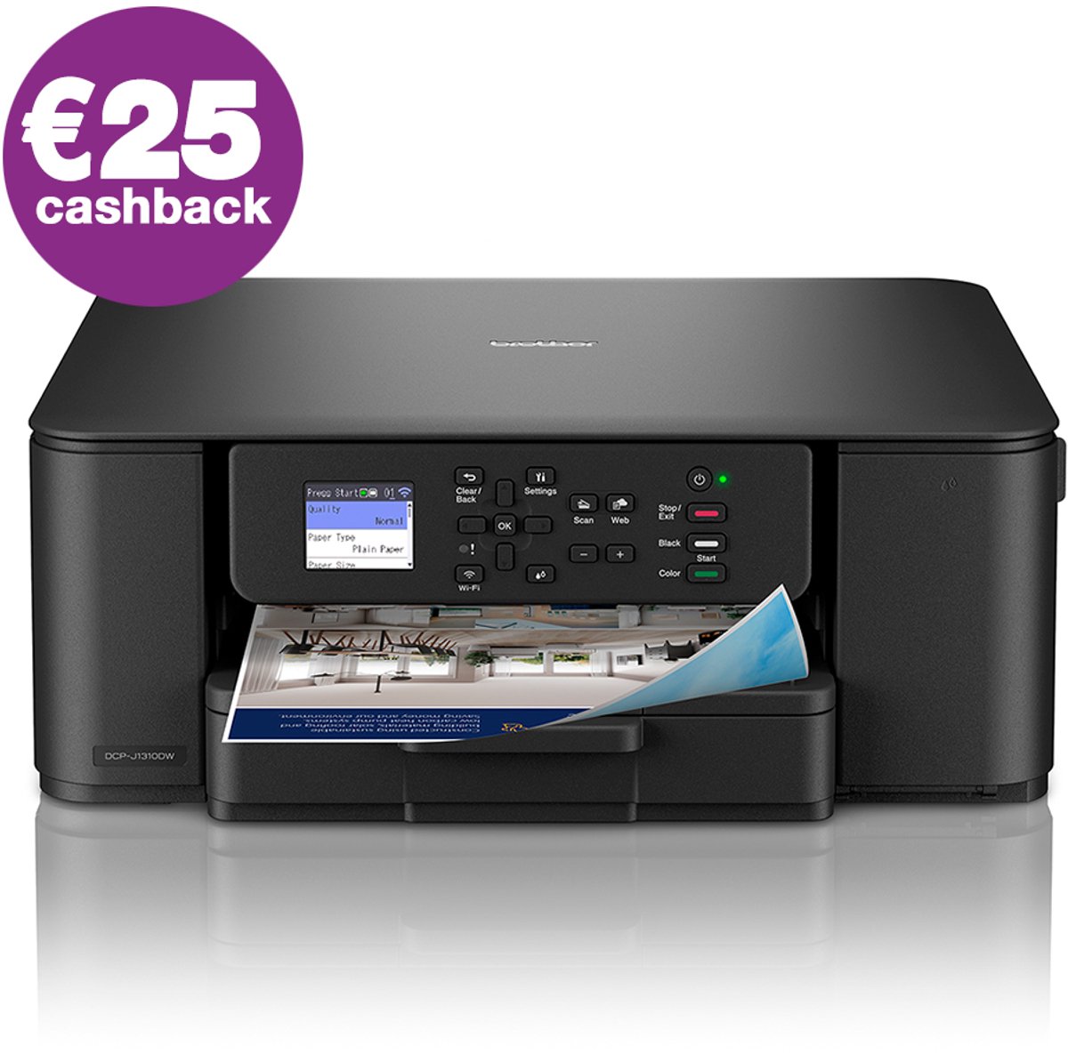 Brother DCP-J1310W - Multifunctionele Inkjetprinter - A4 - 1200 x 6000 DPI - 16 ppm - Wifi - Zwart