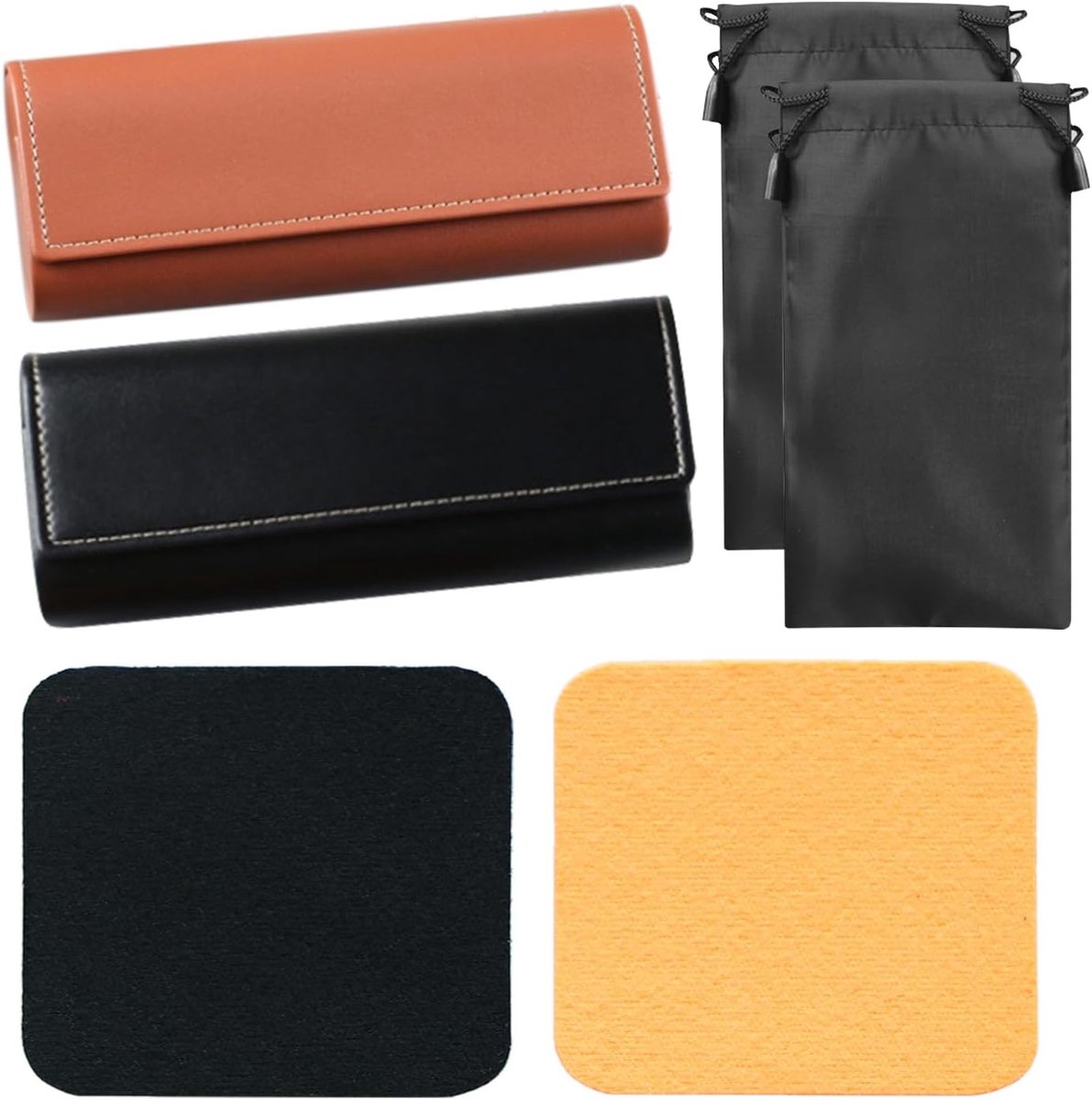 2-Delige Bril Accessoires Set, Zonnebril Geval, Glazen Schoonmaak Benodigdheden, Opbergdoos, Zonnebril Accessoires (Zwart, Maroon).