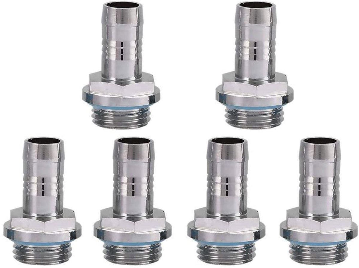Barb connector 6 stuks - 11 mm - voor zachte slangen - geschikt voor computer waterkoelsystemen