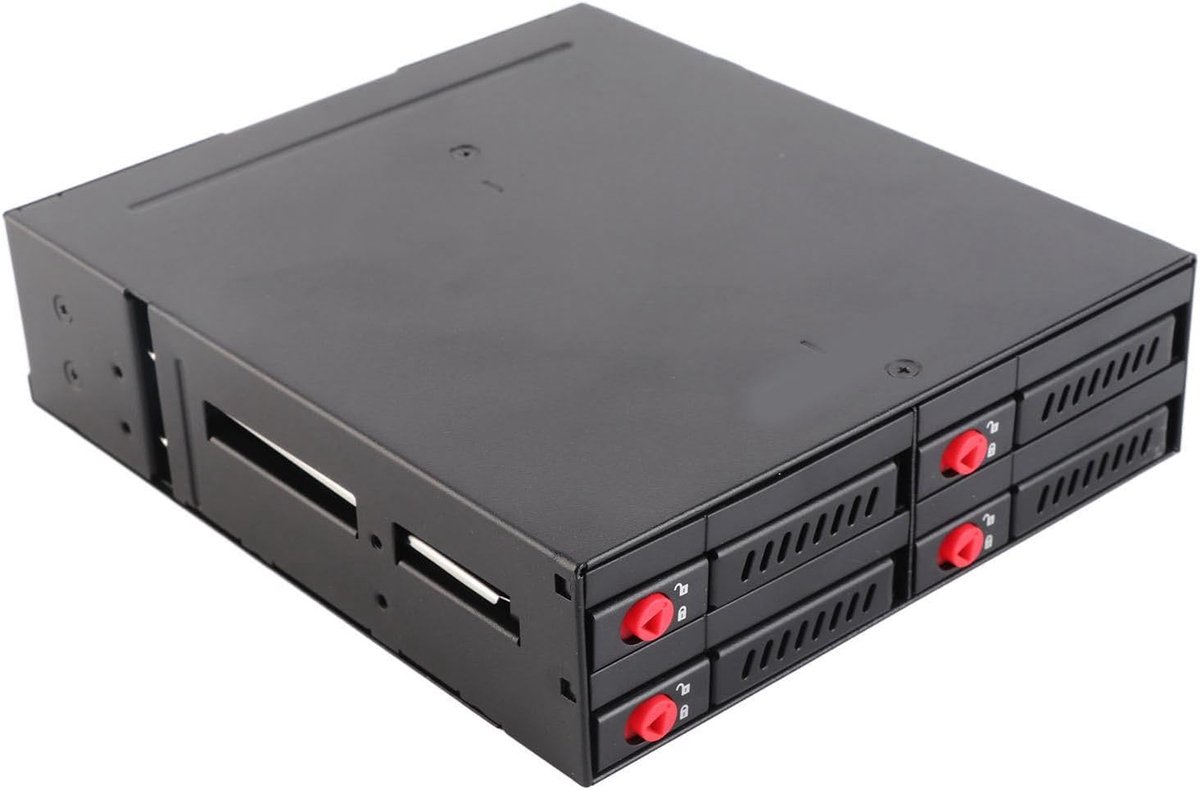 HDD SSD Hot Swap Cage 4 Bay - 2.5 Inch - RVS - Compatibel met 9.5mm en 12.5mm - Geschikt voor externe 5.25 inch bay