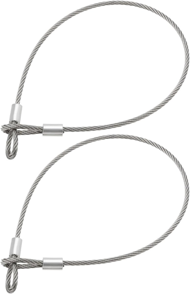 Stalen kabel met dubbele lus 50cm - RVS - Diameter 4mm - Breeksterkte 1684N - Voor buitengebruik en bevestigen