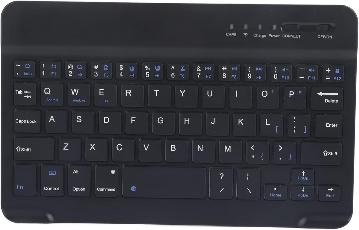 Draadloos toetsenbord - zwart - ultra-dun en draagbaar - compatibel met smartphone, tablet en laptop