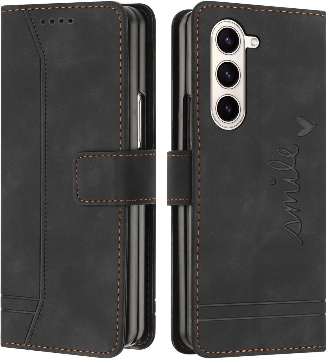 Telefoonhoesje voor Samsung Galaxy Z Fold 7 5G, leren portemonnee, kaarthouder boek, flipcase, foliostandaard, compatibel met Samsung Galaxy Z Fold 7 5G HX3, zwart