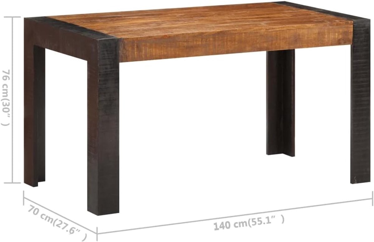 Ruw mangohout industriele stijl tafel 140x70x76 cm donkerbruin