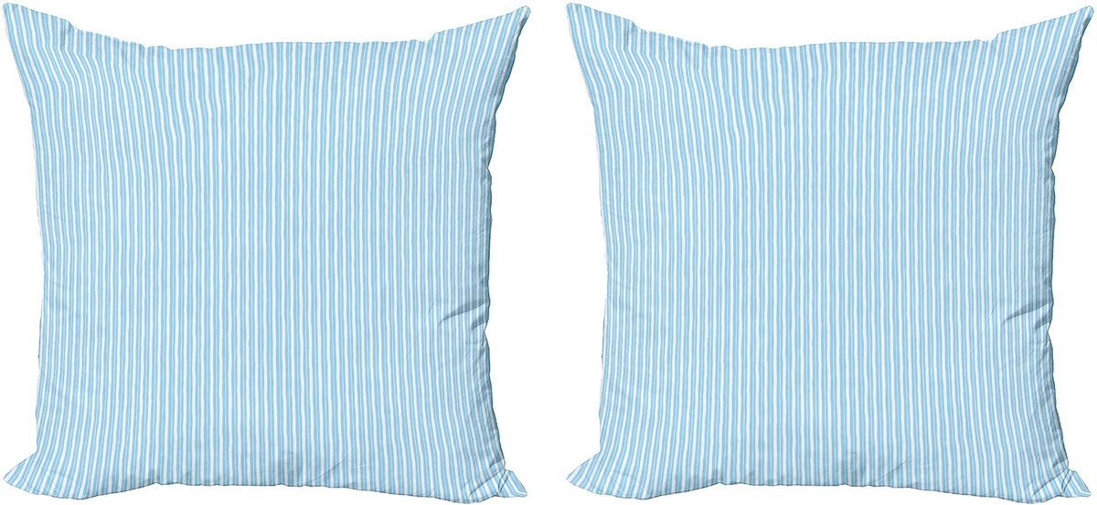 ABAKUHAUS Nadelstreifen Sierkussenhoes Set van 2, Ungleiche Crooked breite Lijnen, Modern Accent Dubbelzijdige Digitale Print, 40x40, Licht Azure Blauw