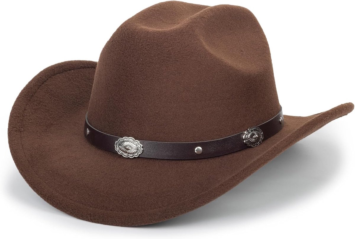Black Cowboy Hoed Vilt Cowgirl Hoed voor Vrouwen en Mannen Brede Rand Panama Fedora