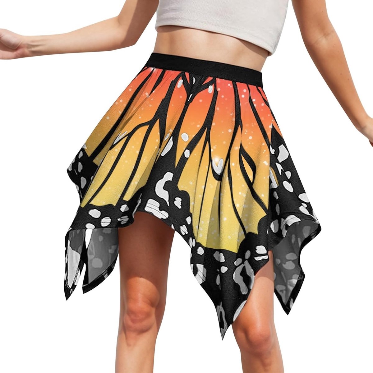 Damesrok met hoge taille, plooien, trapezium, portemonnee, uitlopend, gestreept, rekbaar, dagelijks gebruik, vakantie, strand, cocktail, satijn, fluweel, tule A61
