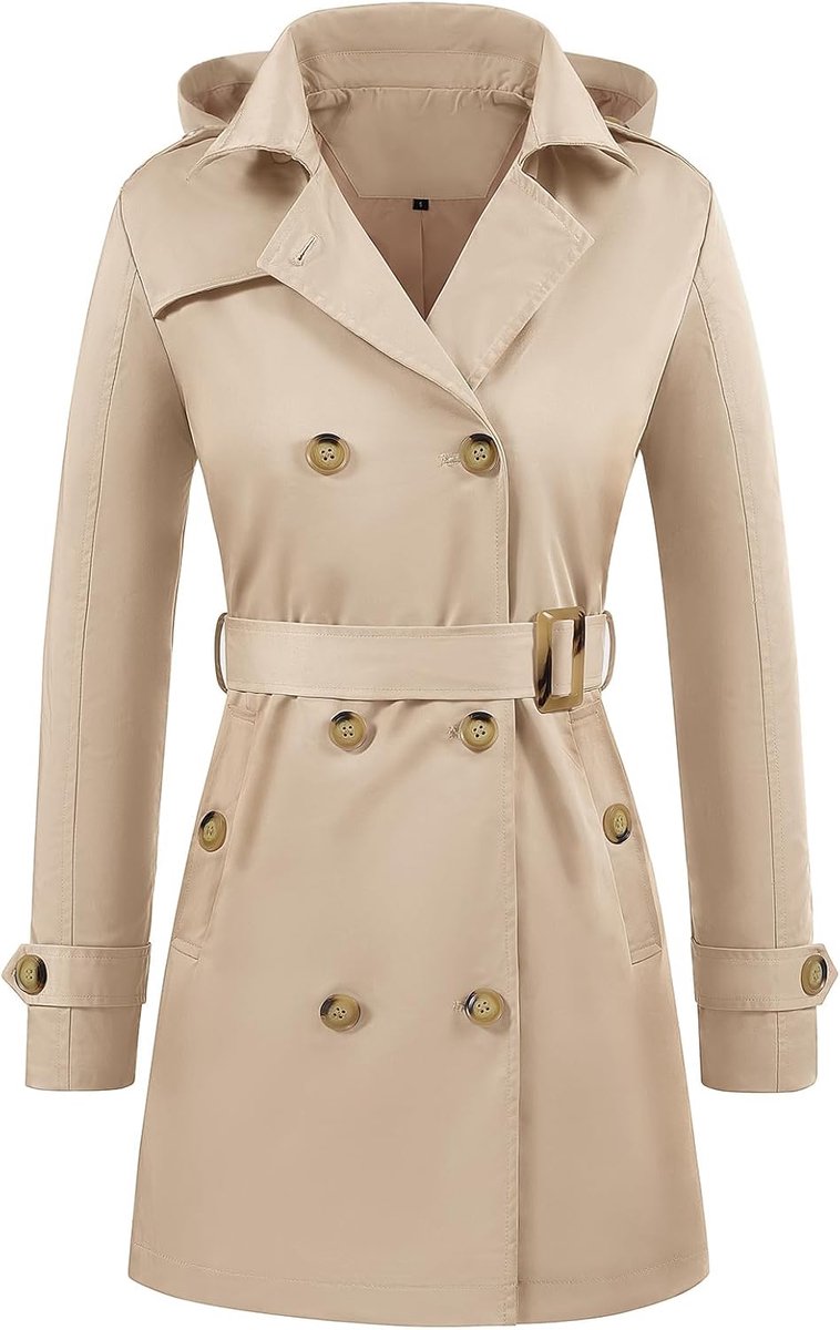 Waterdichte halflange damestrenchcoat met capuchon