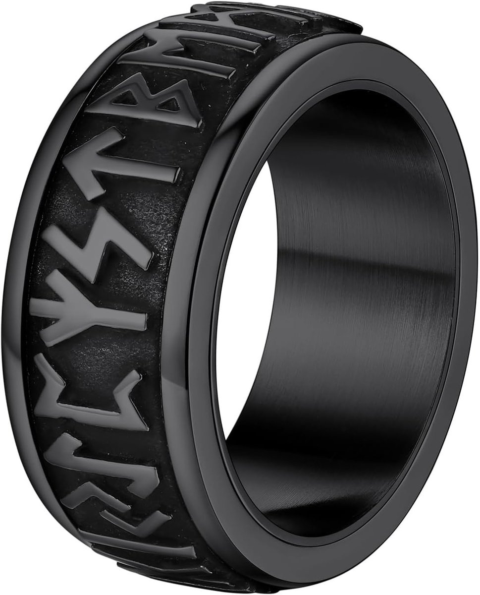 Rvs Rune/Keltische knoop/Maan Sterren Fidget Ringen voor Mannen Vrouwen Maat O tot Z Draaibare Spinner Ringen voor Angst, met Geschenkdoos