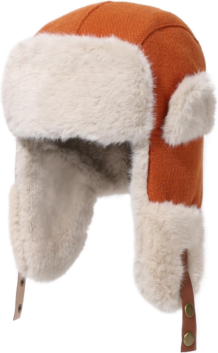 trappermuts met dik imitatiebont, oorkleppen en verstelbare kinriem - Unisex Ushanka Pilot Style voor heren en dames, winddichte thermische hoed
