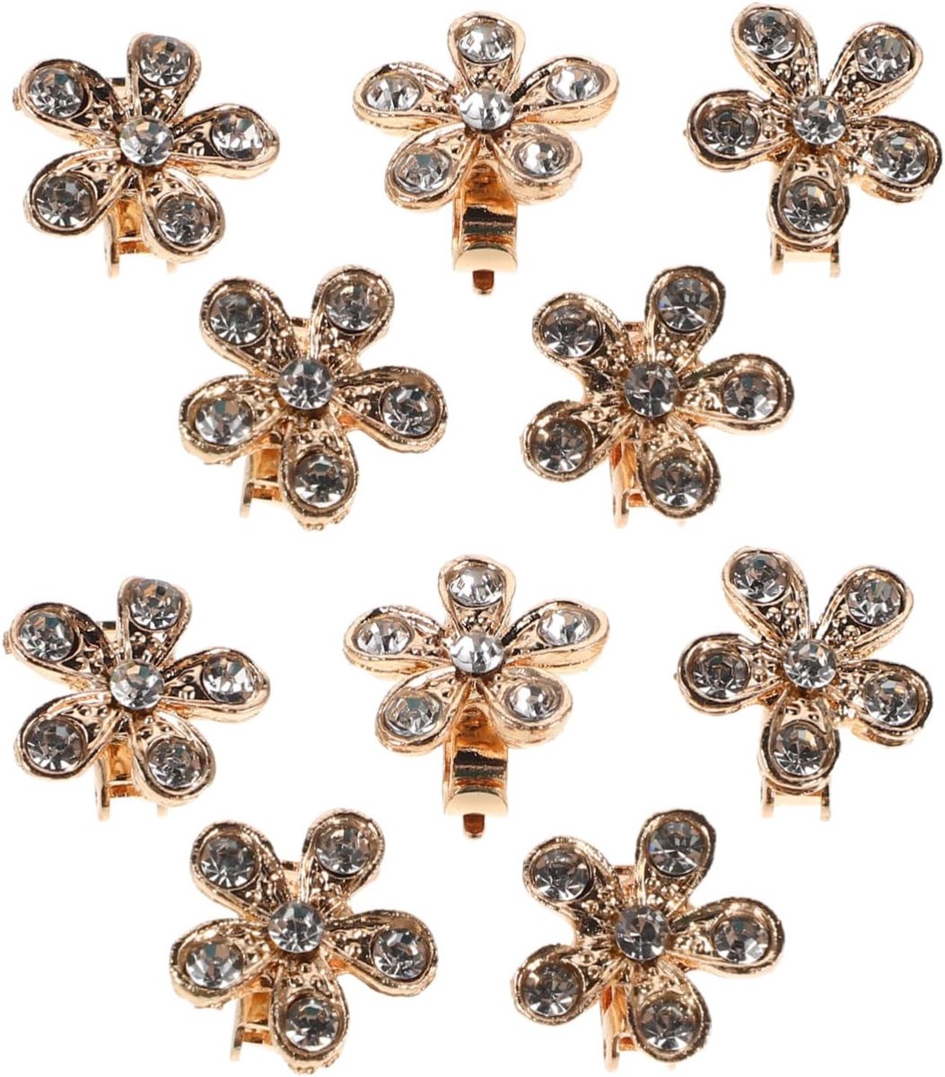 10 Stuks Bruidshaarspeldjes Met Strass Mini-Bloemspeldjes Voor Bruidskapsels - Glinsterende Haarspeldjes Mini-Klauwtjes Voor Knotjes