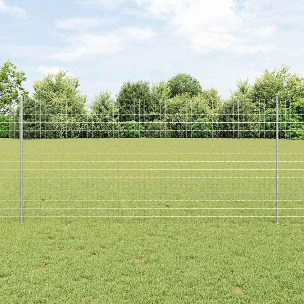Tuinhek, set van 2, verzinkt staal, 10 x 1,2 m, hekstangen, metalen palen voor draadhekken, tuinhek, kippenhok, wilgenhek, buitenbereik