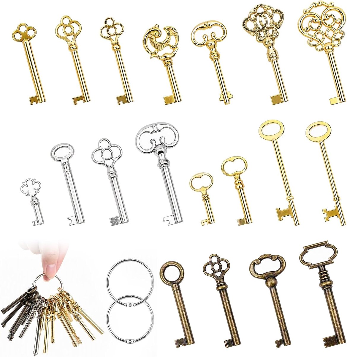 19 stuks universele skeletsleutels voor antieke meubels