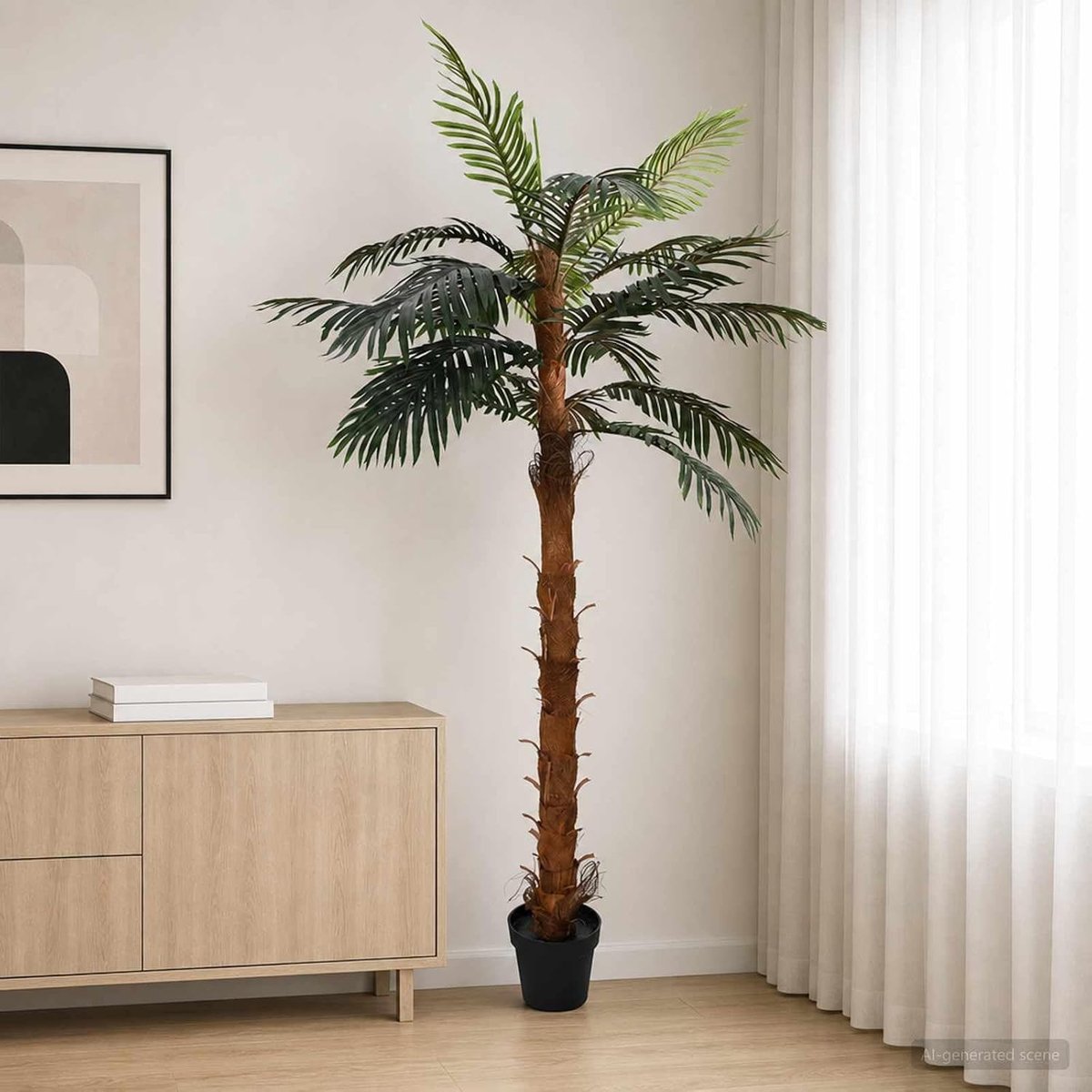 Kokospalm, kamerplant van stof en bamboe, 200 cm