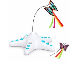 MIRO® Interactief Kattenspeelgoed - Automatische Roterende Vlinder - Voor Kat & Kittens - Slimme Bewegingssensor - Inclusief 2 Vlinders - Antislip Onderkant
