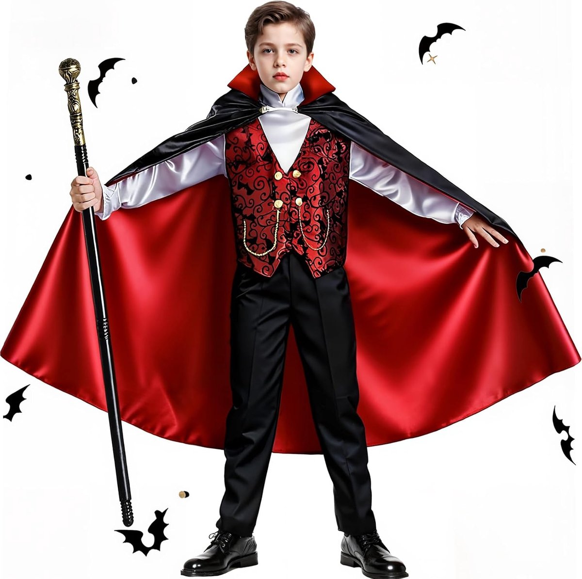 Vampierkostuum voor jongens, kinderen, Halloween, Dracula-kostuum